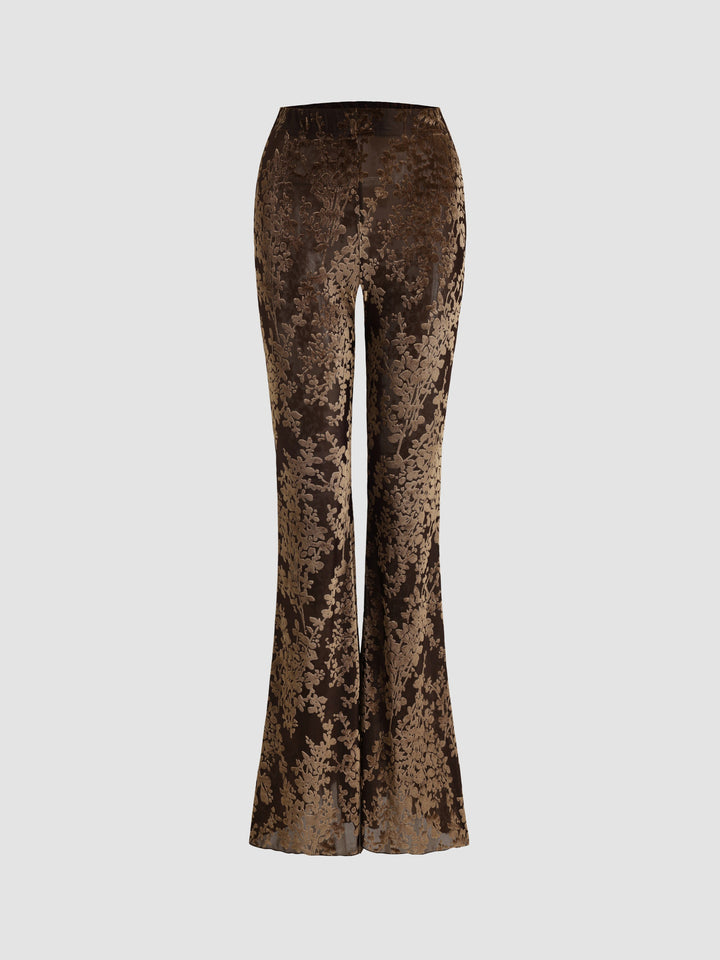 Lace Velvet Flared Pants