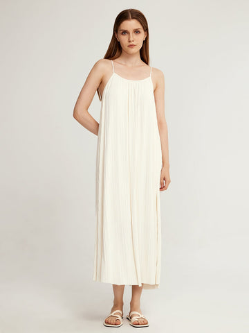 Strappy Textured Draped Midi Dress