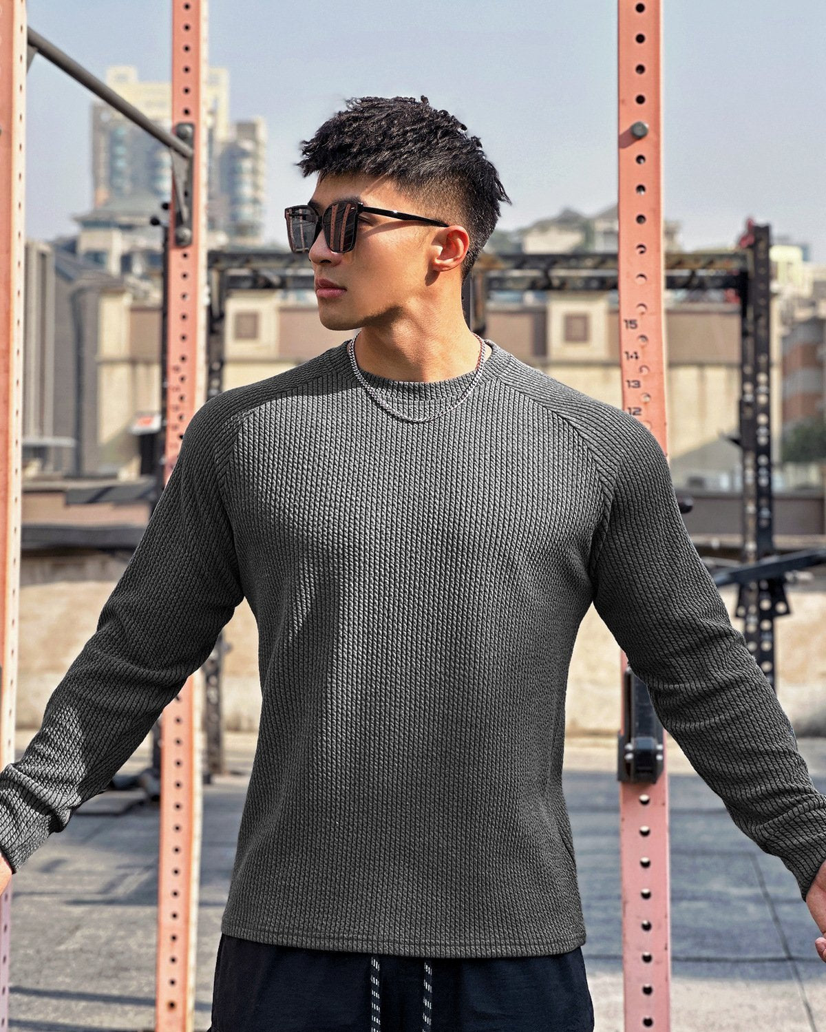 Snake Pattern Shoulder Cut Pullover Long Sleeve Shirt - Ahaselected