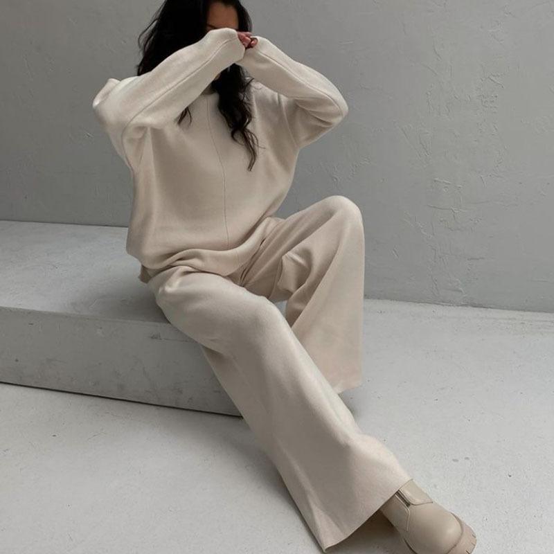 Loose Casual Sweater & Soft Pant 2 Piece Lounge Set - Ahaselected