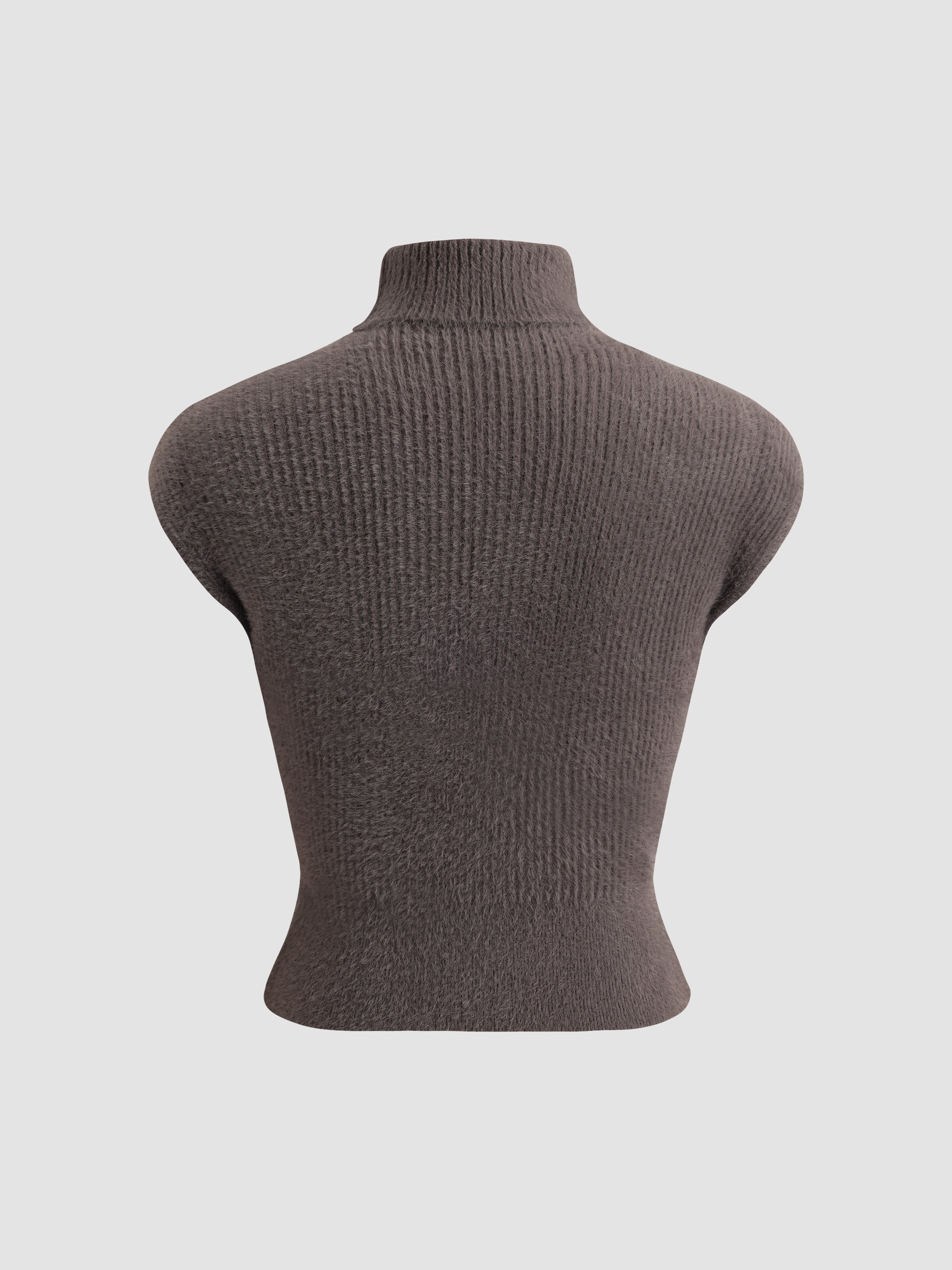Sleeveless Turtleneck Sweater Top - Ahaselected