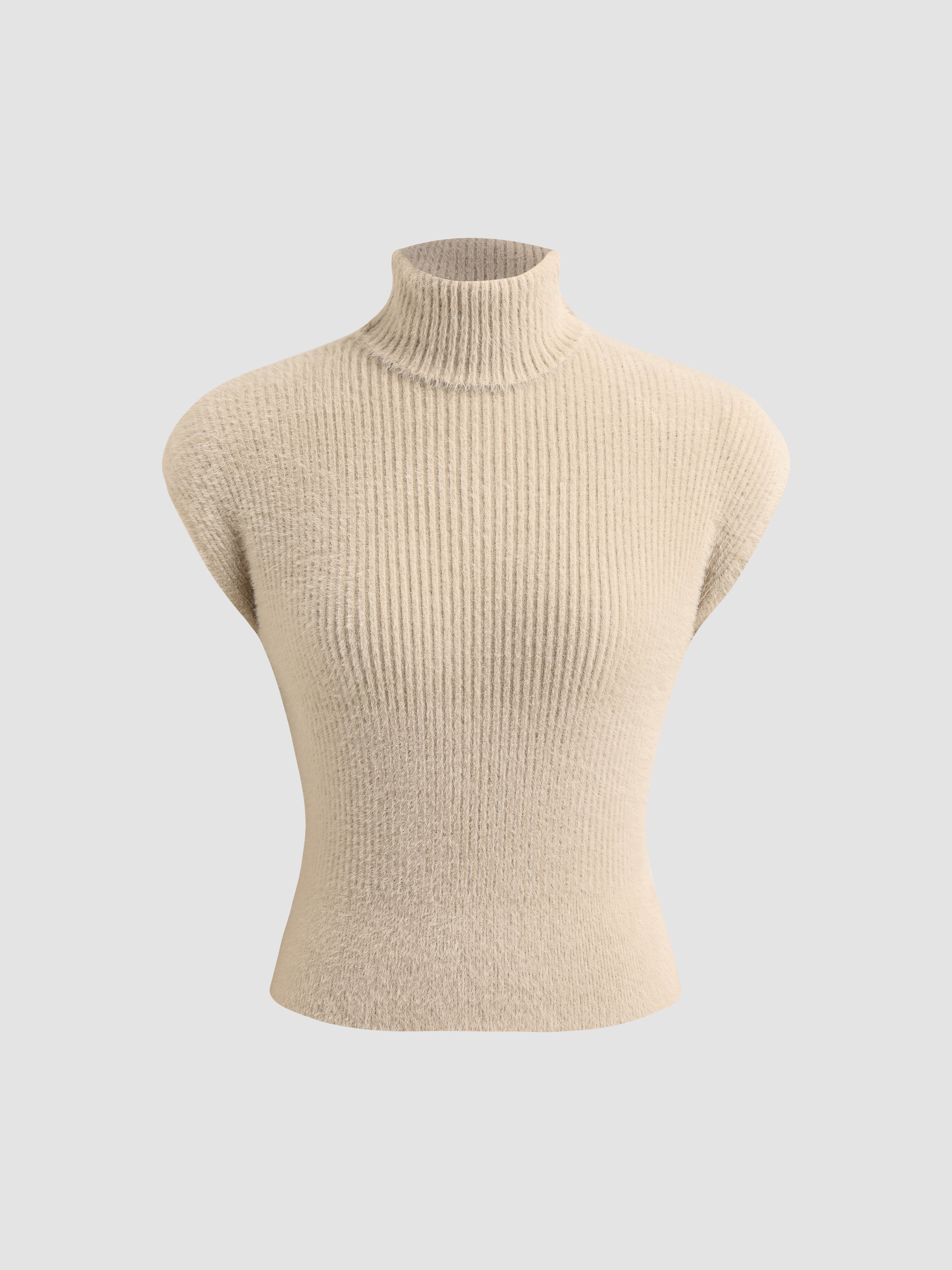 Sleeveless Turtleneck Sweater Top - Ahaselected