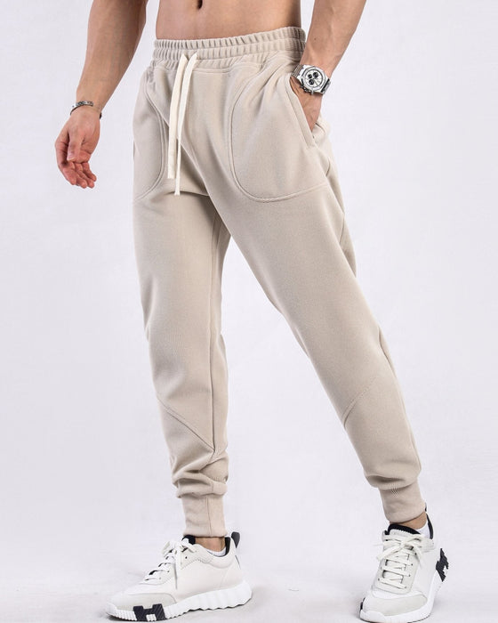 Waffle Pattern Paneled Straight Leg Sweatpants - Ahaselected