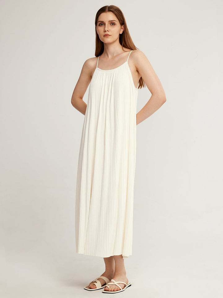 Strappy Textured Draped Midi Dress
