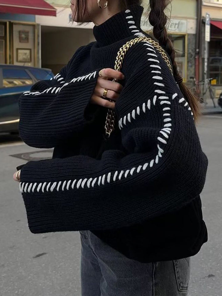 Cozy Contrast Turtleneck Sweater