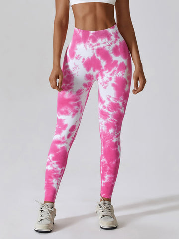 Splatter-Dye Seamless High-Waisted Yoga Leggings