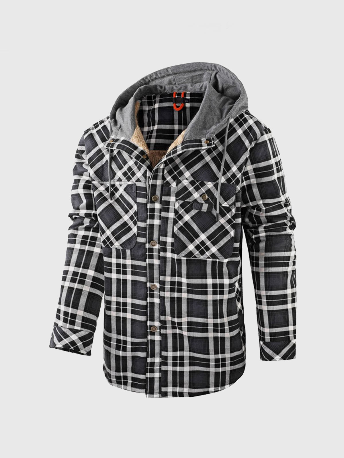 Corduroy Plaid Hooded Sherpa Lined Flannel Jacket - Ahaselected