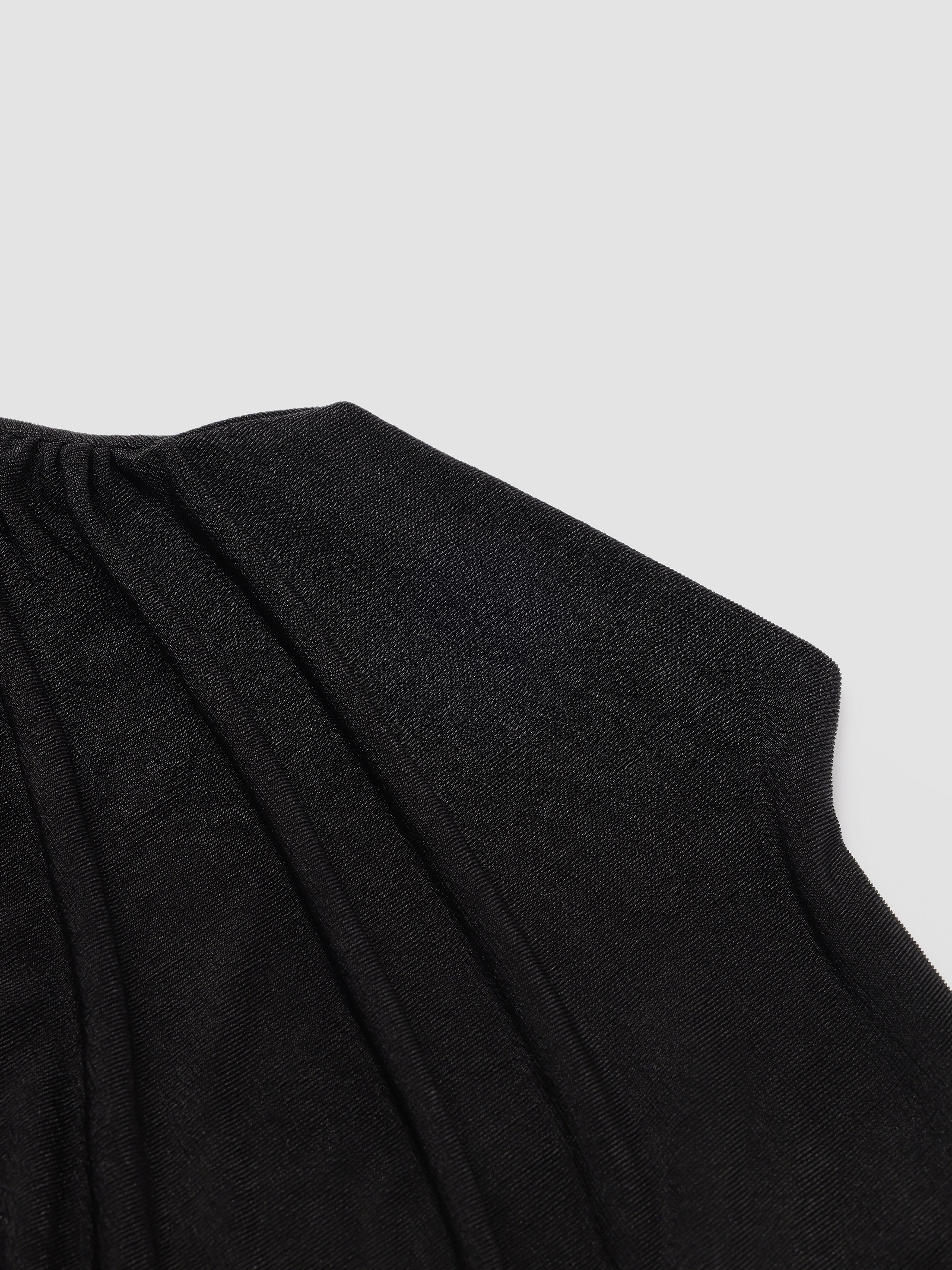 Knitted Turtleneck Pleated Dress - Ahaselected