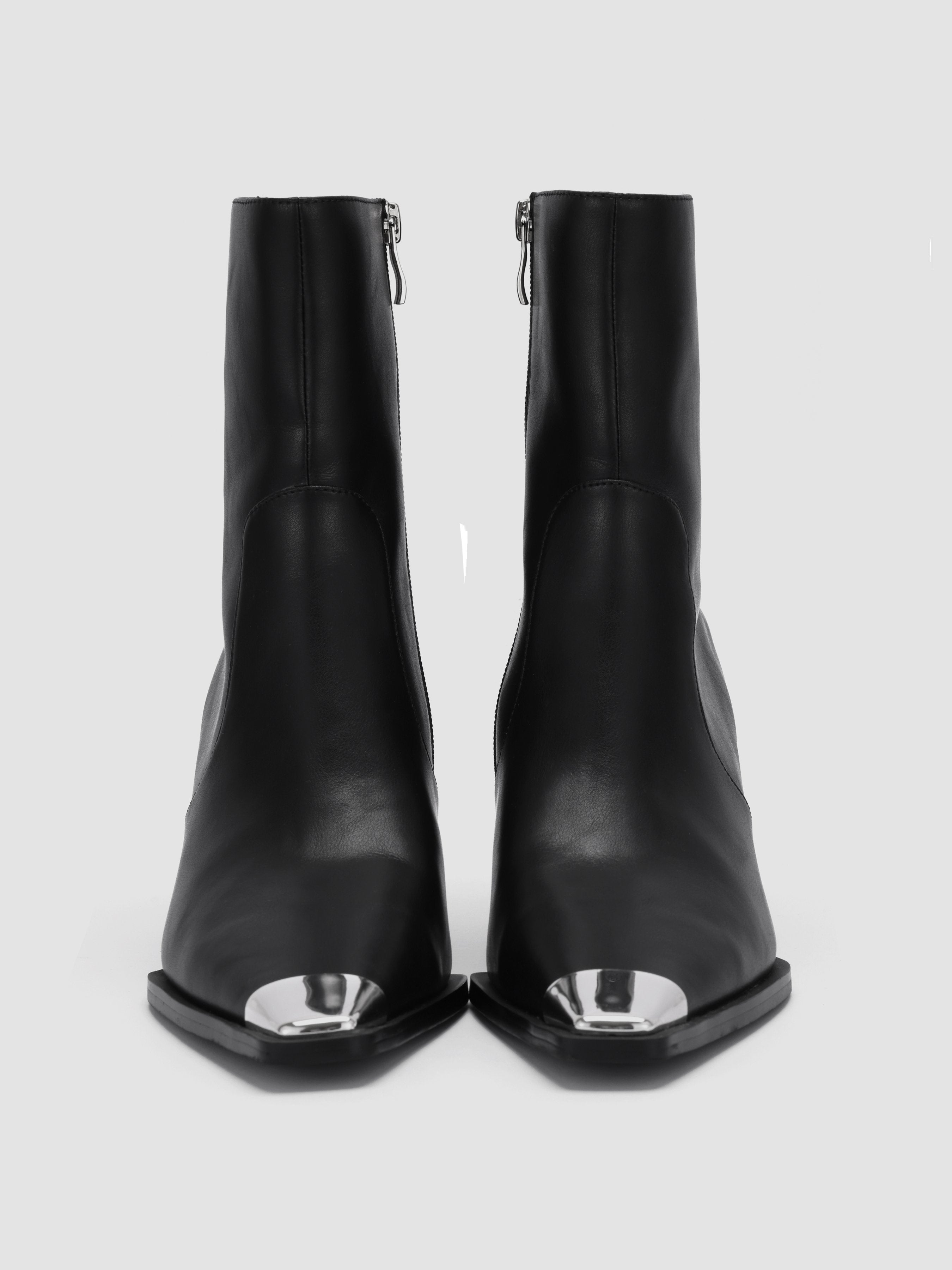Pointed Toe Faux Leather Ankle Boots - Ahaselected