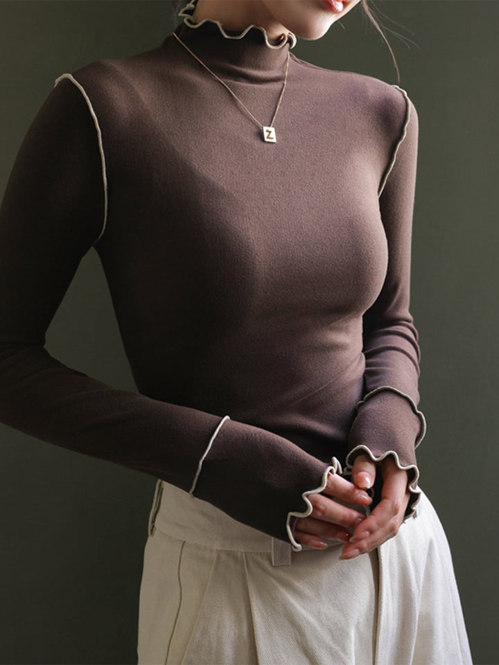 Lettuce Trim Mock Neck Base Shirts