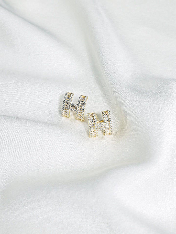 H Diamond Gold Earrings
