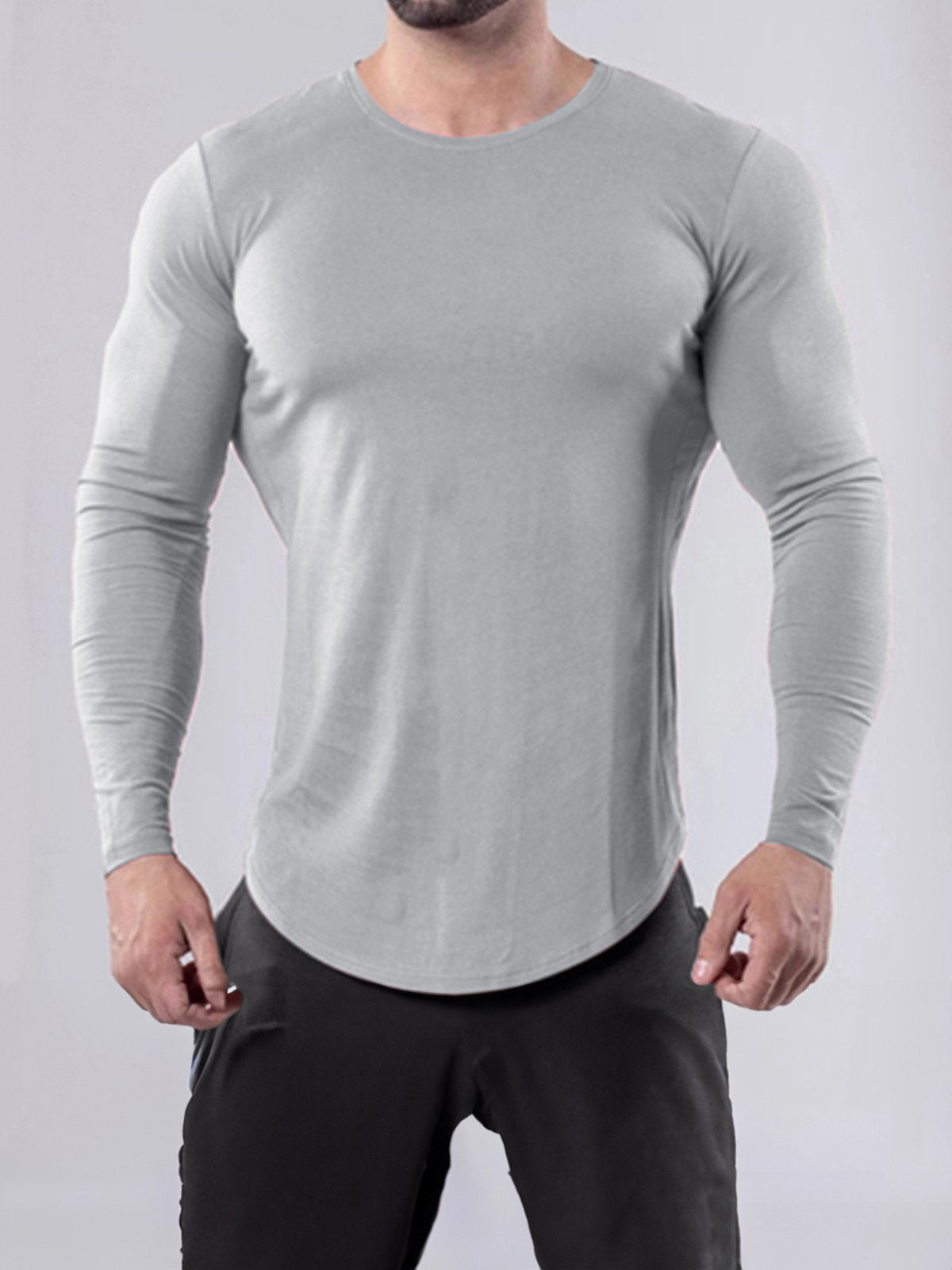 Crewneck Muscle Fit Long Sleeves T-shirt Baselayer - Ahaselected