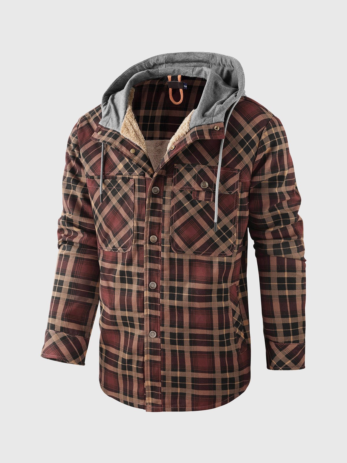 Corduroy Plaid Hooded Sherpa Lined Flannel Jacket - Ahaselected
