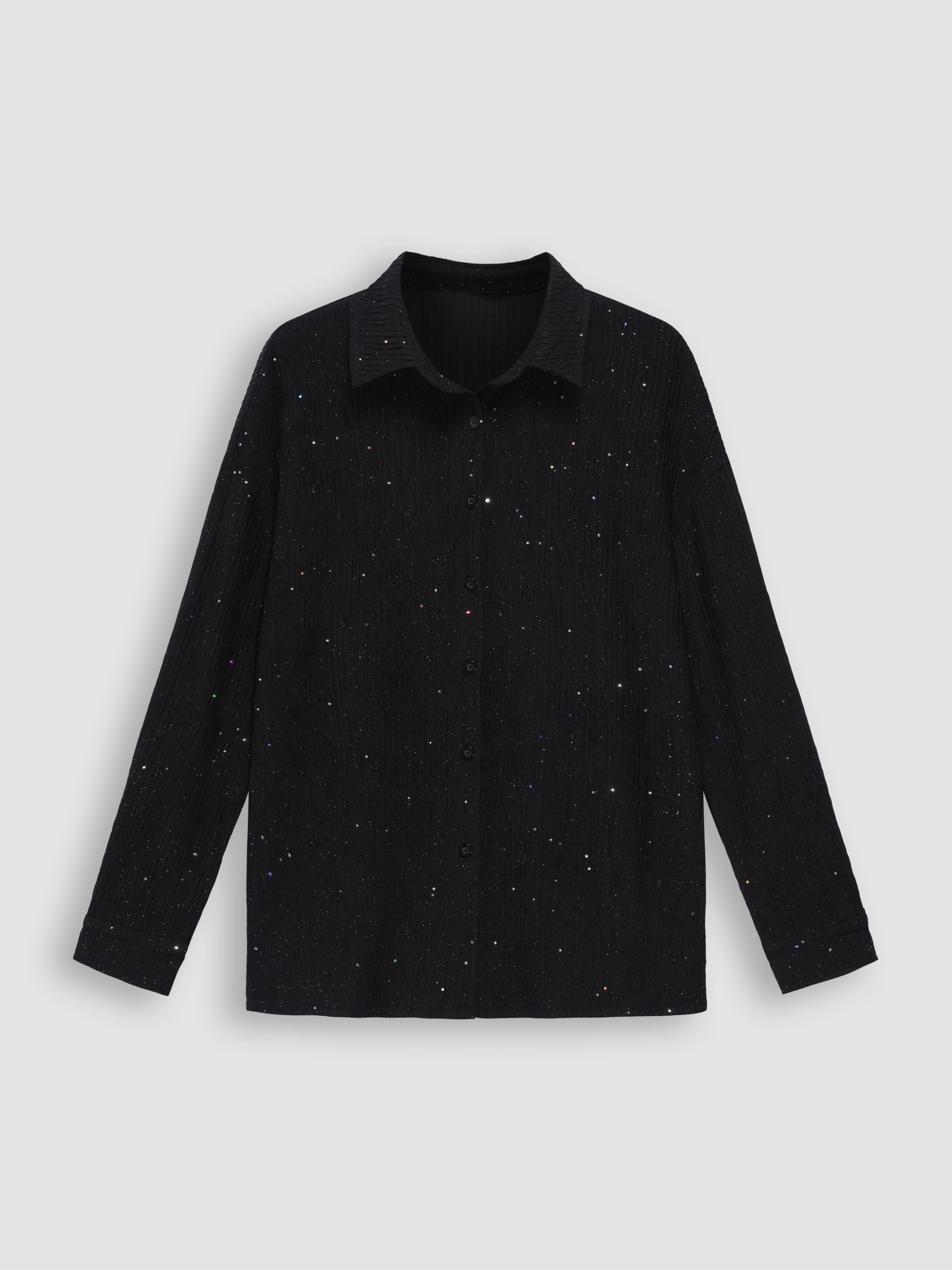 Women's Textured Sequined Oversized Shirt - Ahaselected