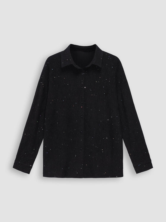 Strukturiertes Oversize-Shirt mit Pailletten für Damen