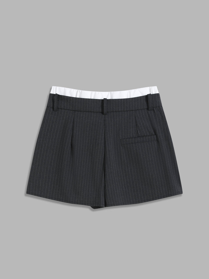 Striped Spliced Two-Tone Skirt Pants