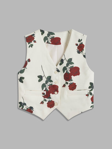 Women's Casual Rose Print Vest