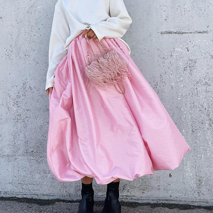 Balloon Lined Satin Maxi Skirt
