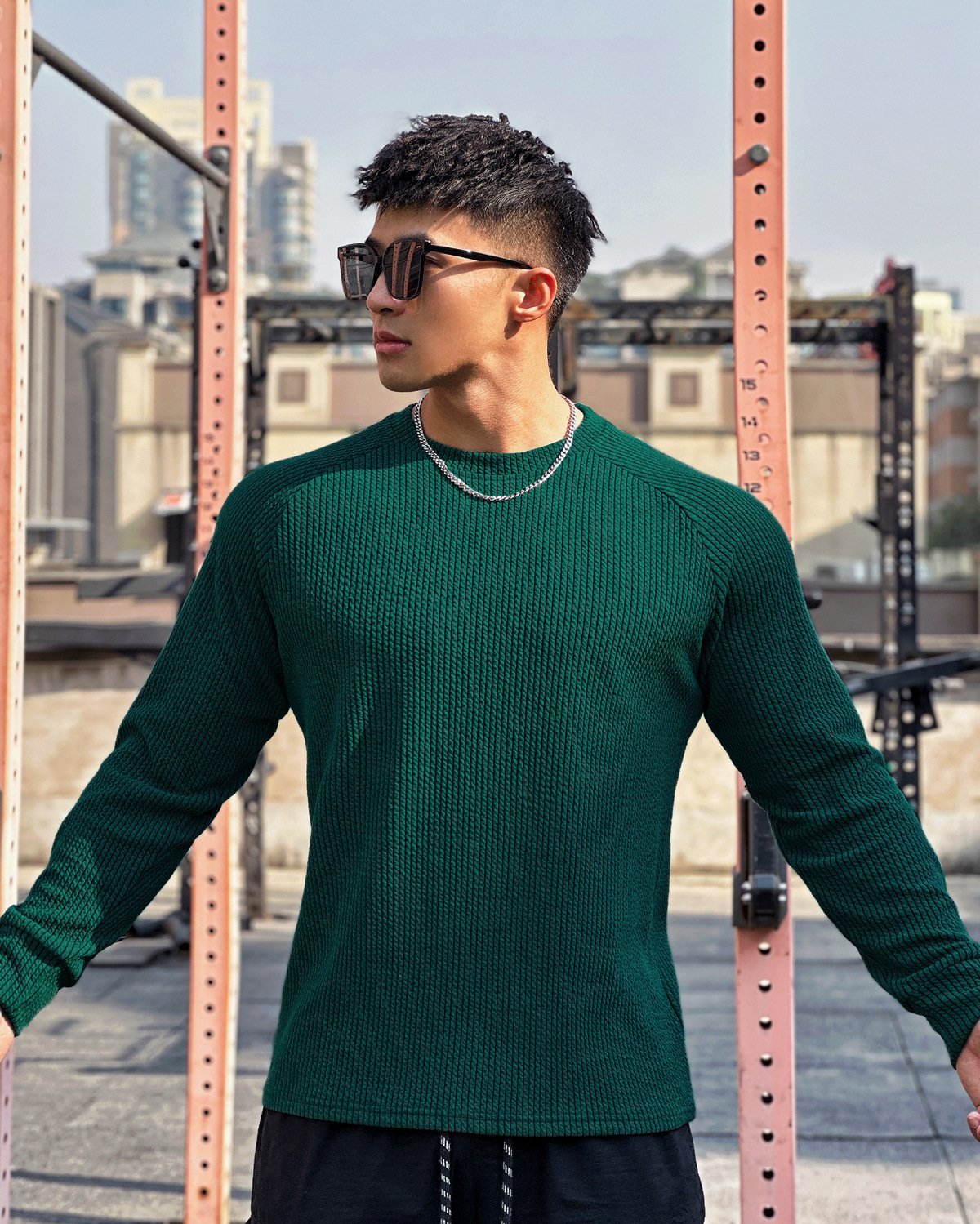Snake Pattern Shoulder Cut Pullover Long Sleeve Shirt - Ahaselected
