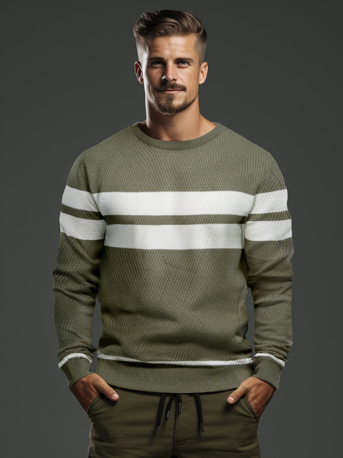 M's Stripe Crewneck Sweater Pullover - Ahaselected