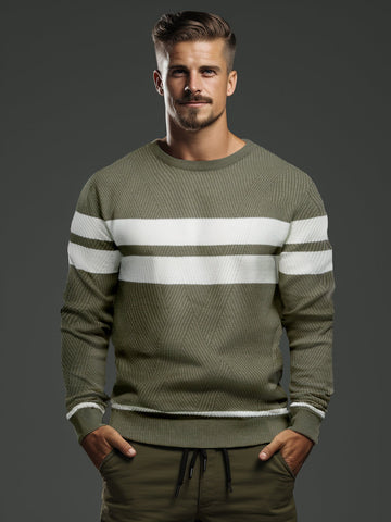 Men's Stripe Crewneck Sweater Pullover