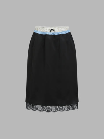 Fake Two-Piece Colorblock Lace Half-Skirt