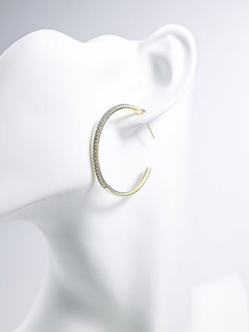 Round Metal Diamond Earrings