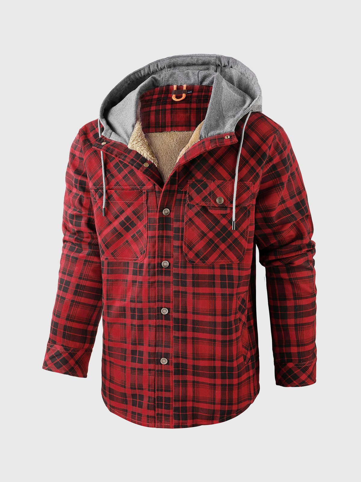 Corduroy Plaid Hooded Sherpa Lined Flannel Jacket - Ahaselected