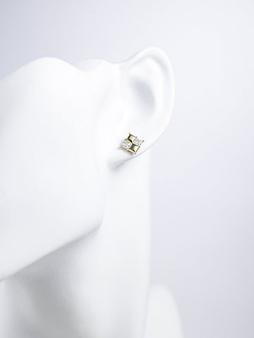 Square Metal Diamond Earrings