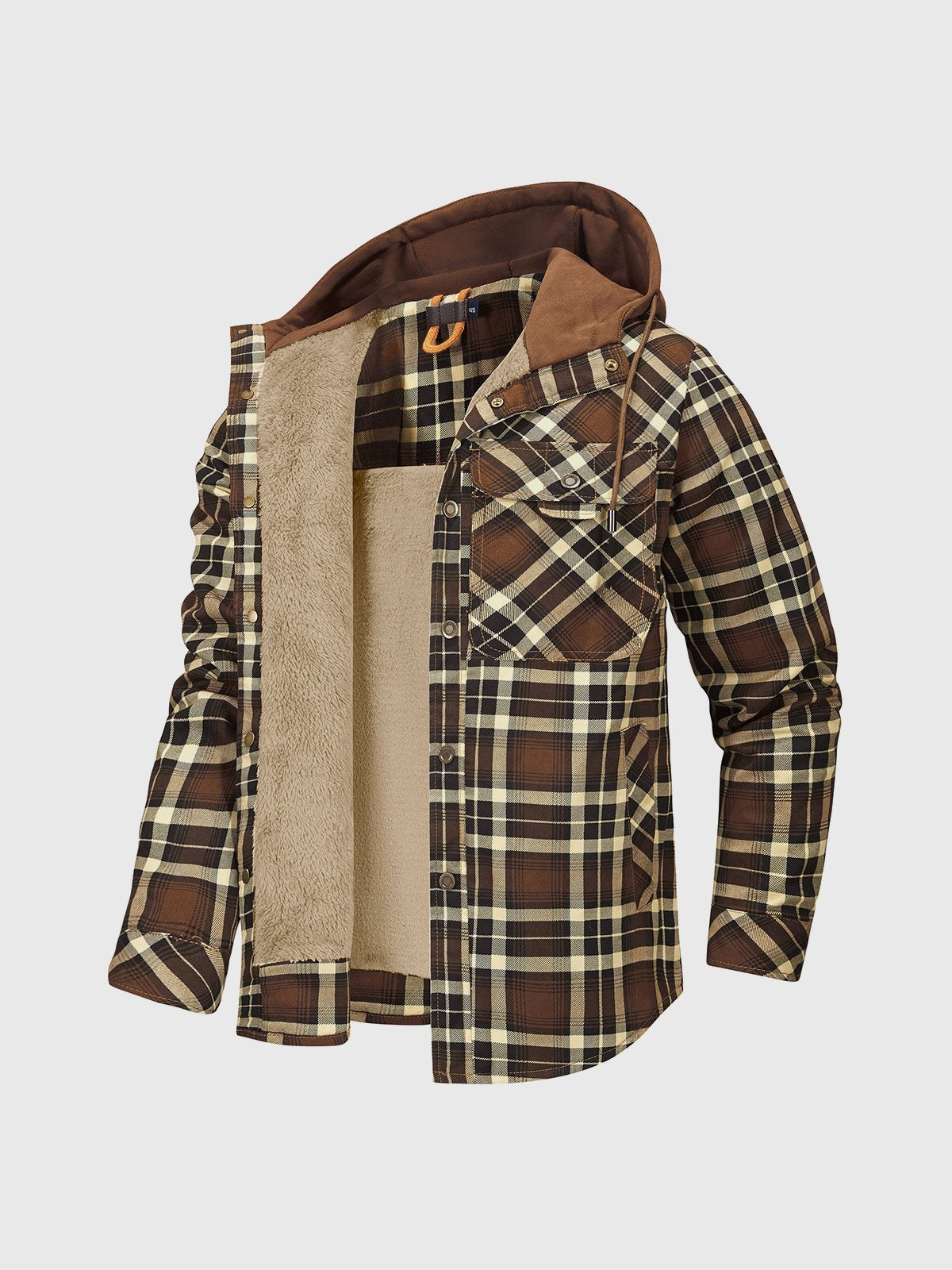 Corduroy Plaid Hooded Sherpa Lined Flannel Jacket - Ahaselected