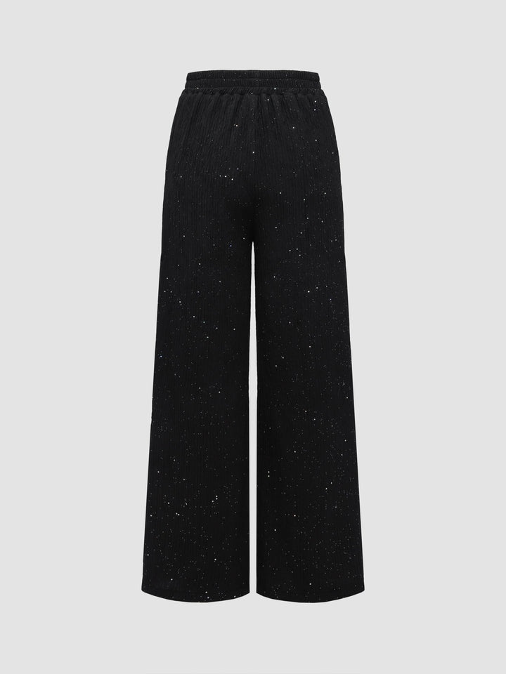 Pantalones anchos con lentejuelas texturizadas para mujer