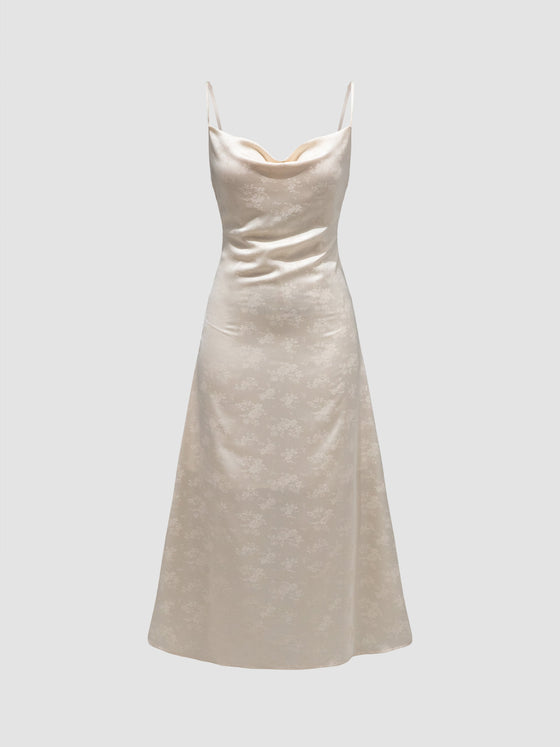 Satin Ruffle Spaghetti Strap Dress - Ahaselected