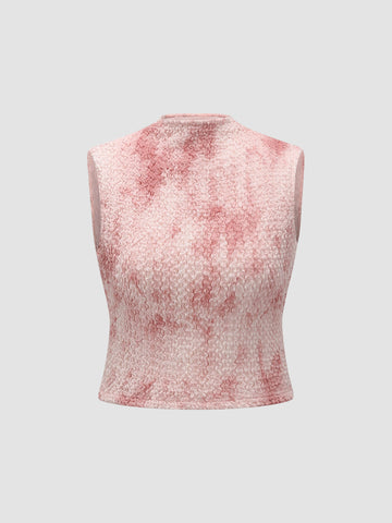 Stretchy Textured Tie-Dye Tank Top