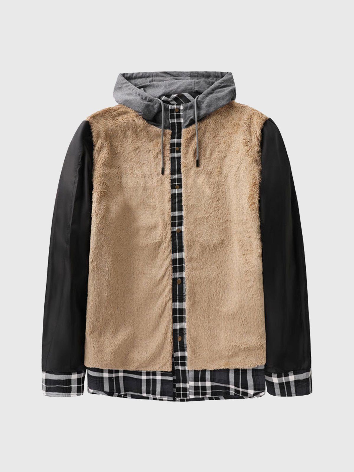 Corduroy Plaid Hooded Sherpa Lined Flannel Jacket - Ahaselected