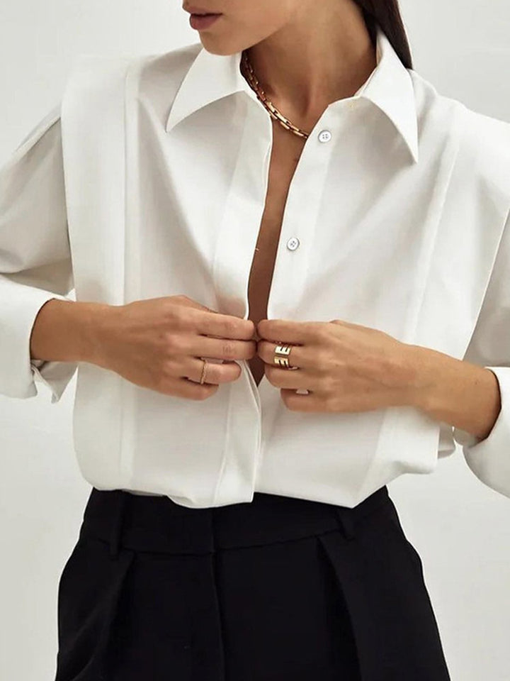 Angular Shoulders Minimalist Long Sleeve Shirts