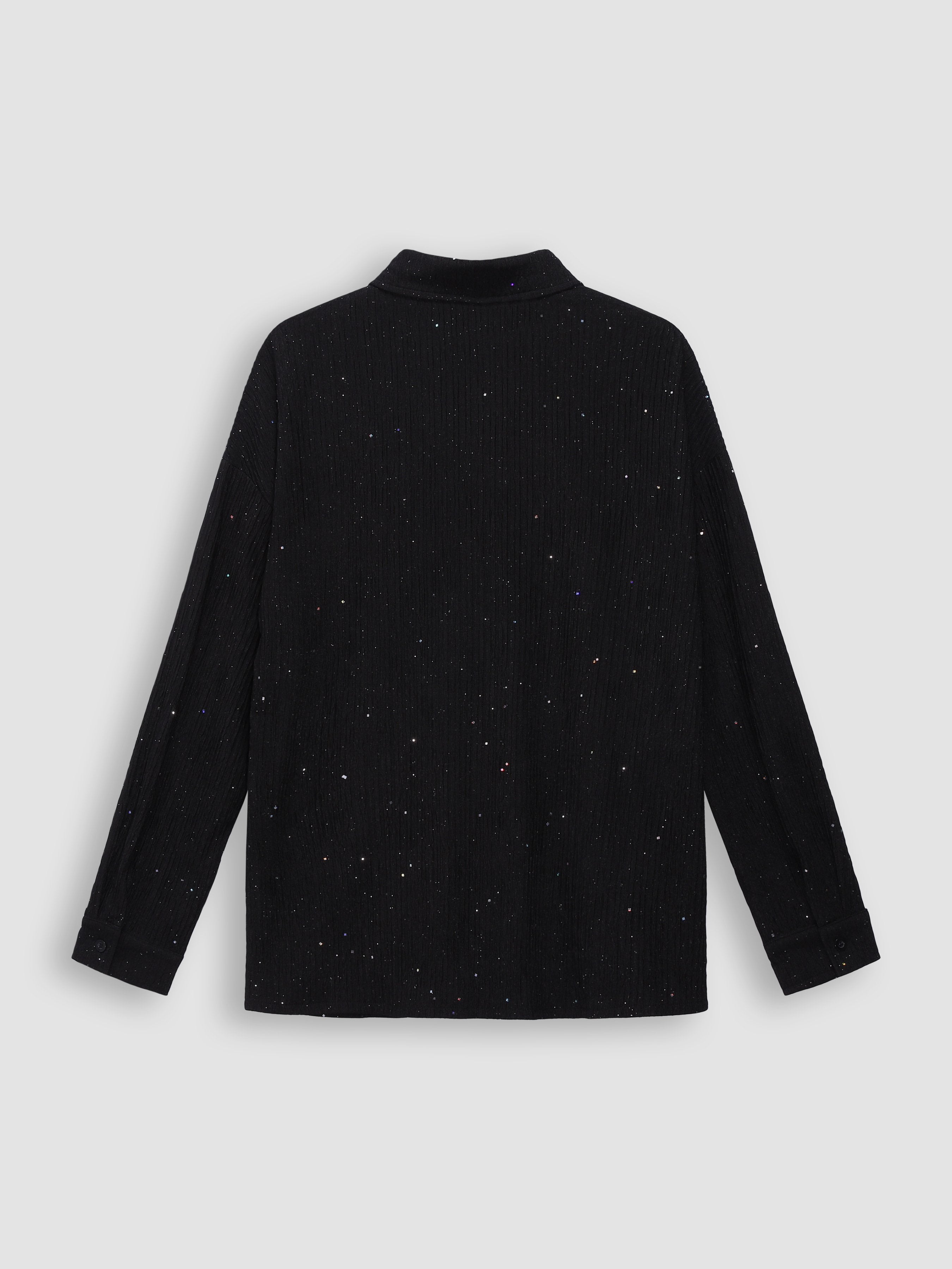 Women's Textured Sequined Oversized Shirt - Ahaselected