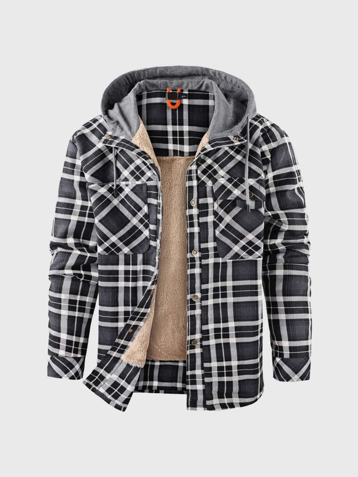 Corduroy Plaid Hooded Sherpa Lined Flannel Jacket - Ahaselected
