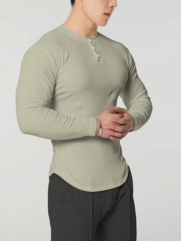 M's Snap Henley Long Sleeve T-shirt Muscle Fit Baselayer
