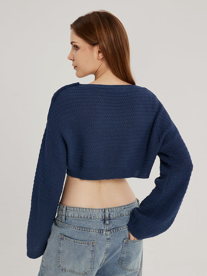 Round Neck Knit Cropped Sweater
