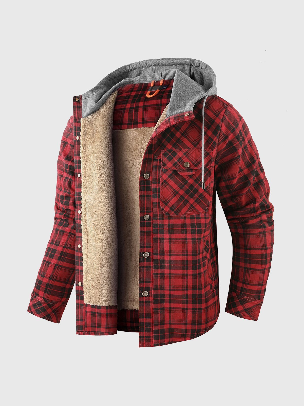 Corduroy Plaid Hooded Sherpa Lined Flannel Jacket - Ahaselected
