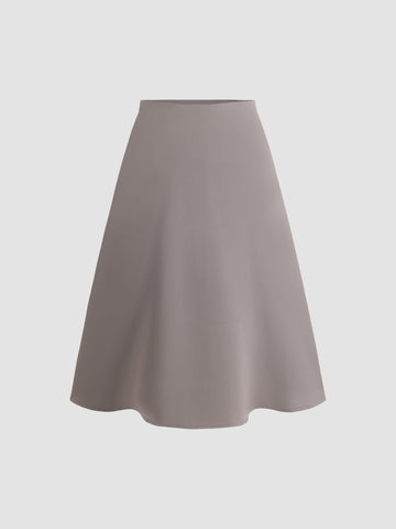 Solid Color Satin Midi Skirt