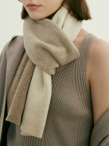Color-Block Stitch Knit Scarf