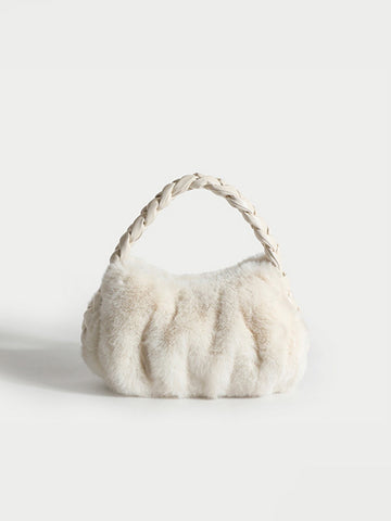 Plush Woven Strap Handbag