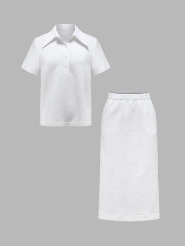 Women's Short Sleeve Top and Skirt Two-Piece Set