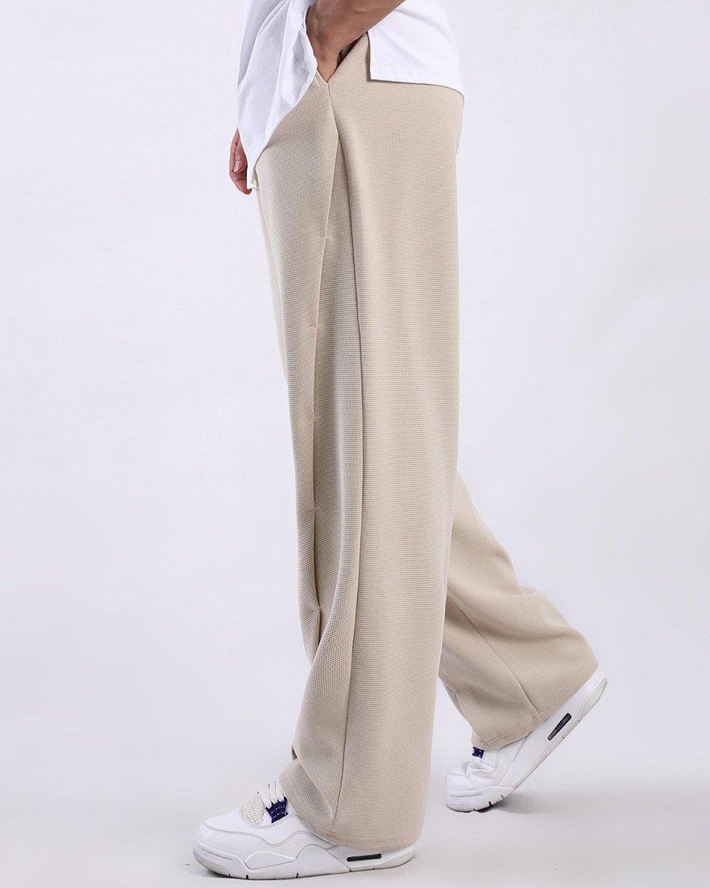 Waffle Textured Relaxed Fit Sweatpants - Ahaselected