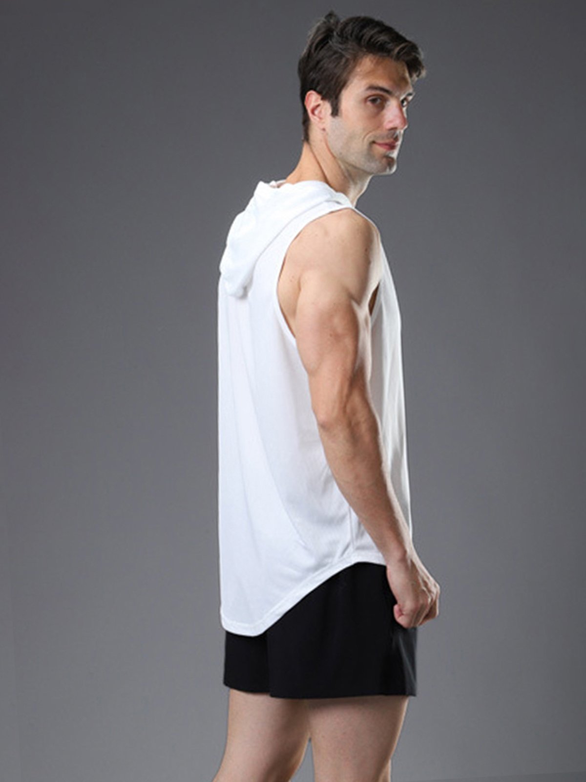 Workout Hooded Tank Curved Hem - Ahaselected