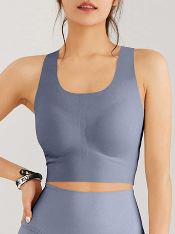 Seamless 2nd-skin Crisscross Hollow-out Sport Bra