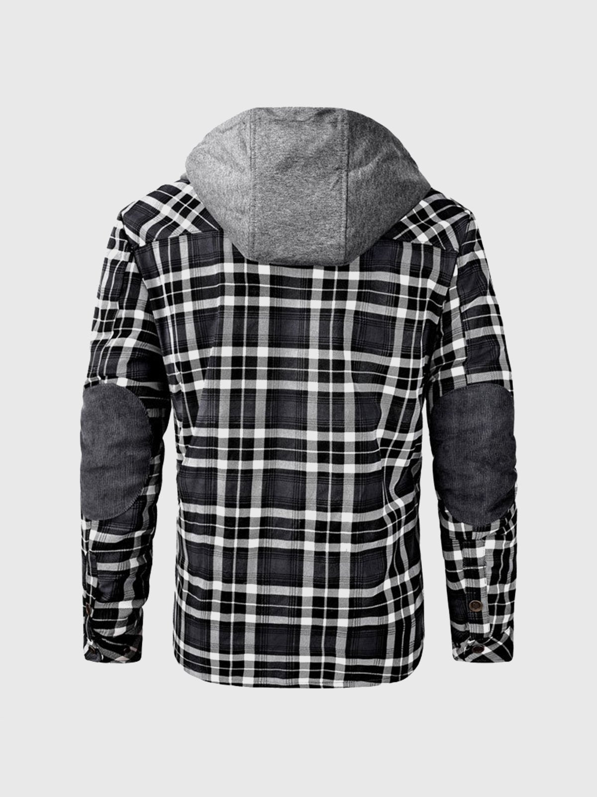 Corduroy Plaid Hooded Sherpa Lined Flannel Jacket - Ahaselected