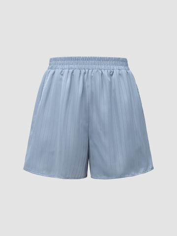 Satin Striped Elastic Waist Shorts