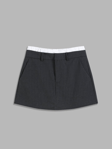 Striped Spliced Two-Tone Skirt Pants